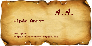 Alpár Andor névjegykártya
