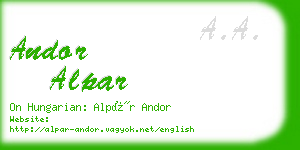 andor alpar business card